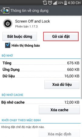 sau cùng chọn vào gỡ cài đặt