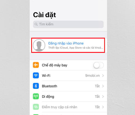 Cài đặt đăng nhập vào iPhone