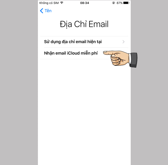 Chọn nhận email iCloud miễn phíChọn nhận email iCloud không mất phí