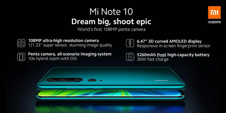 thông số kỹ thuật của Mi Note 10