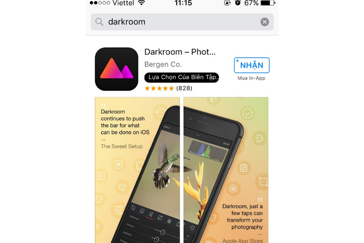 bản cập nhật darkroom mới đã có sẵn trên appstore