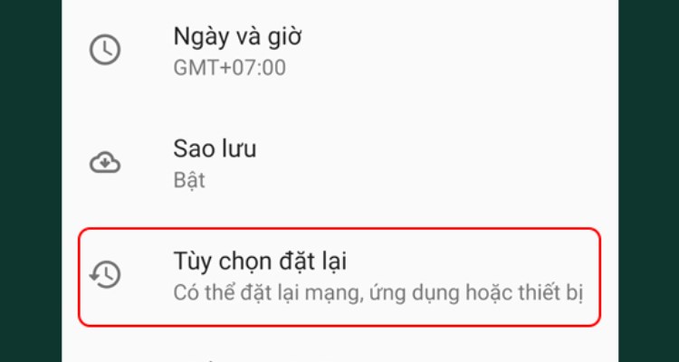 bước 2 tùy chọn