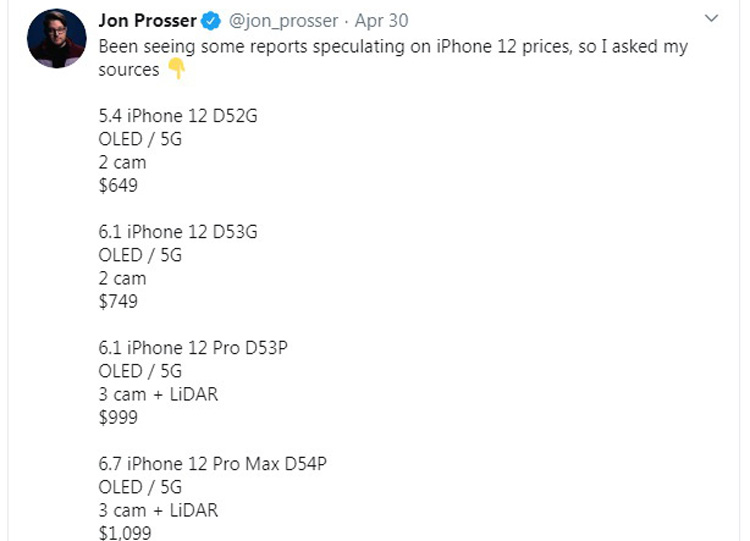 lộ giá bán iPhone 12