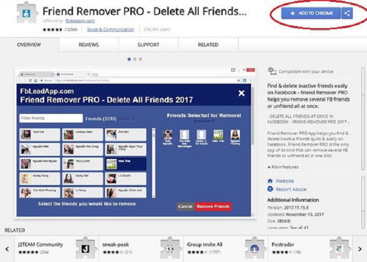 phần mềm extension Friend Remover