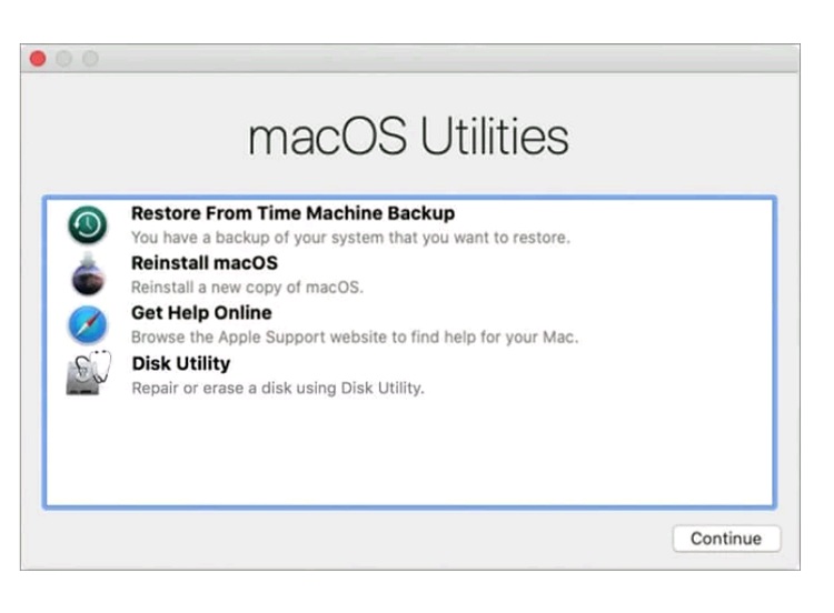 Chế độ khôi phục MacBook sẽ xuất hiện trên màn hình sau khi bạn hoàn tất thao tác đăng nhập
