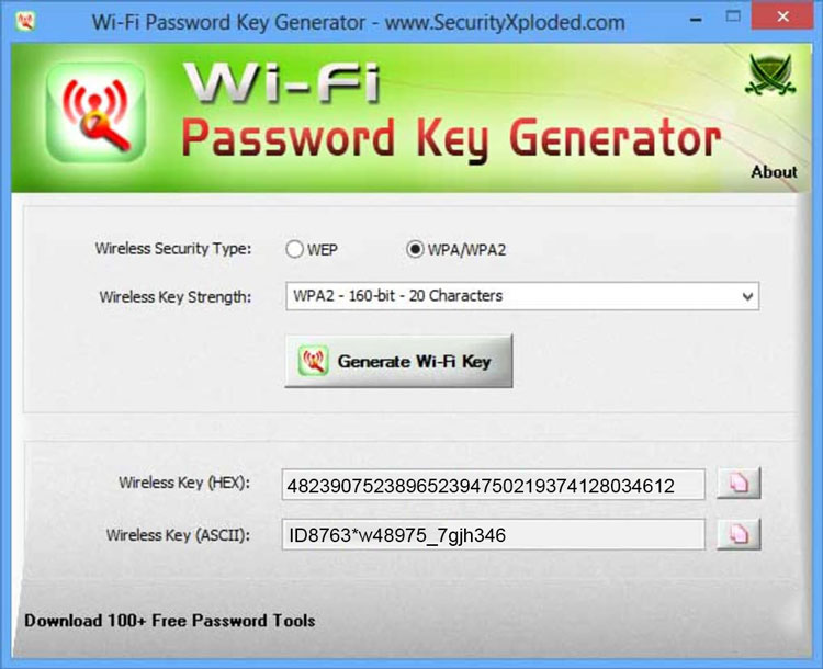phần mềm WiFi Password Key Generator