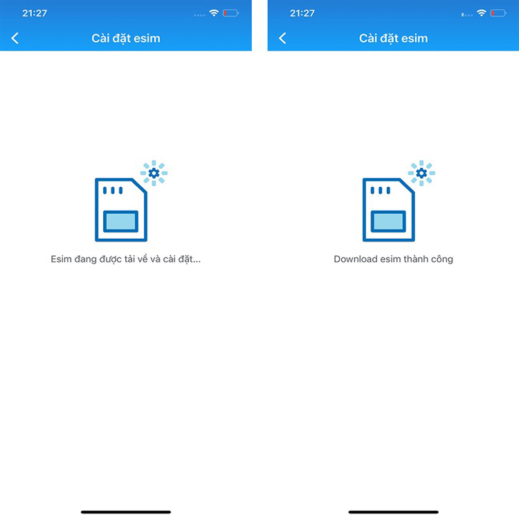 chuyển đổi eSIM hoàn tất 